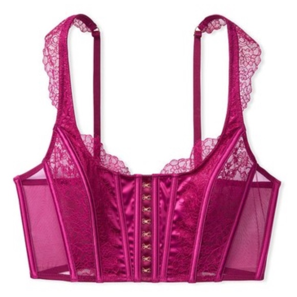 Victoria’s Secret Rouge Pink Dream Angels Lace Unlined Non Wired Corset Bra Top - Picture 9 of 9